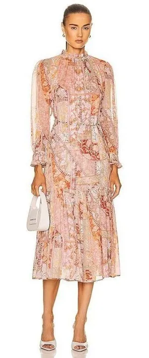 Zimmermann Kaleidoscope Tubular Midi Dress Red Swirl Floral Sz‎ US 2P NEW $1150 thumbnail 1
