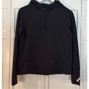 Nike black ribbed cropped hoodie sweater small thumbnail 6