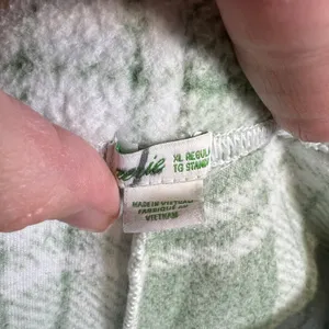 Aerie Plaid Fleece‎ Pajama Joggers Sage Green White XL Regular Lounge Pants thumbnail 3