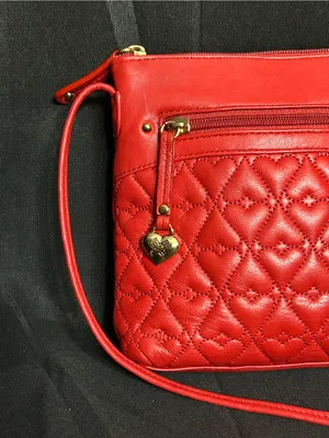 Stone Mountain Red Quilted Crossbody Bag with Heart Charm thumbnail 4