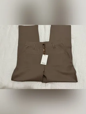 Quince Ultra Stretch Straight-Leg Ponte High-Rise Pants in Taupe Sz S Morel Grey thumbnail 4