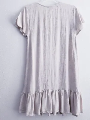 Olivaceous Button Down Ruffle Mini Bohemian Dress thumbnail 6