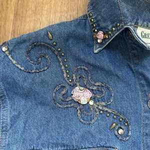 Vintage Green Field Western Decorative‎ Denim Shirt thumbnail 2
