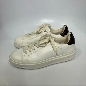 Zara white faux‎ leather sneakers size 37 thumbnail 5
