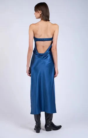 Satin Silk Backless Amazon Tube Top Maxi Dress thumbnail 2