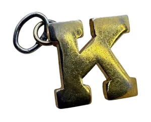 Vintage Jostens Kansas Letter‎ K Charm Gold Tone Initial Pendant Magnetic 0.97g thumbnail 1
