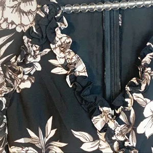Bardot Size 6‎ Black Tan Floral Romantic Long Bubble Sleeve Wrap Dress thumbnail 5