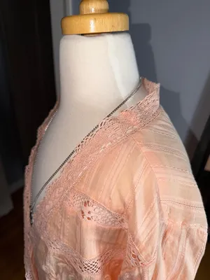 Free People Peach Lace-Trim Tie-Front Crop Top thumbnail 11