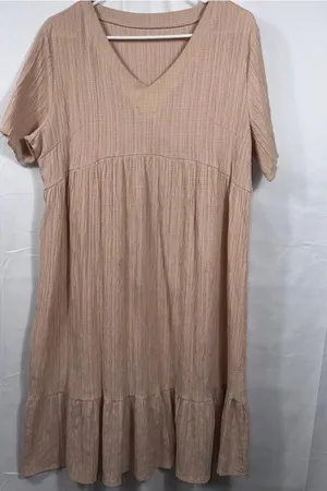 Women’s Blush Pink Textured Midi Dress Size XXL thumbnail 1