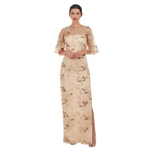 NWT JS Collections Sleeve Sequin Embellished Column Gown Dress Gold Yellow 18 thumbnail 5