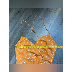 Endless Blu Ruched Midi Dress Bodycon Leg Slit Orange Floral thumbnail 8