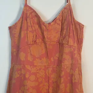 Fresh Produce Floral Tiered Maxi Dress XL Coral Orange Cotton‎ V-Neck 10310 USA thumbnail 3