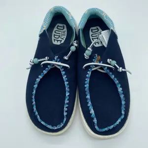 Hey Dude Navy Blue Wendy Funk Jacquard Slides Slip-On Easy Beaded Women's size 6 thumbnail 5