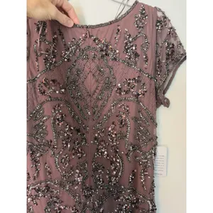 Pisarro Nights Embellished Mesh MIDI Gown Beaded Sz 10 Mauve NWT $268 thumbnail 6