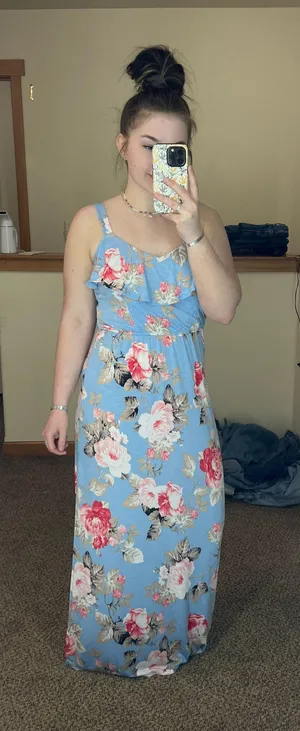 Three Pink Hearts Ruffled Floral Maxi Dress thumbnail 1