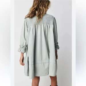 NWT Free People Vanessa Denim Mini Dress Tunic in Blue Chill thumbnail 3