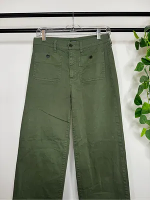 J. Crew Green Sailor Slim Wide Leg Chino Pant Cropped size 27T Tall Inseam BY638 thumbnail 5