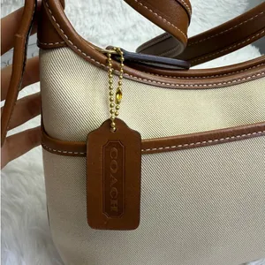 Vintage COACH y2k 2002 9123 Legacy Khaki Leather Canvas Crossbody Shoulder Bag thumbnail 6