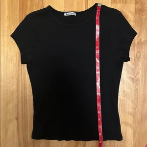Reformation Black Cropped Ribbed Baby Tee Sz S thumbnail 7