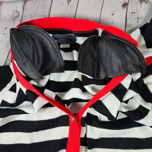 Norton McNaughton Petites‎ Black White Red Striped Button Front Cardigan Sweater thumbnail 5