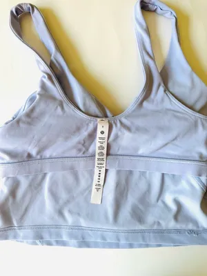 Lululemon Aling Tank Top Nulu Sz 8 With‎ Cup Light Blue V-Neck Sports Bralette thumbnail 5