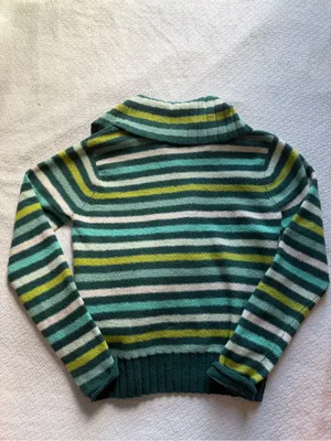 Vintage Y2K Gap Striped Sweater Snap Collar Wool thumbnail 2