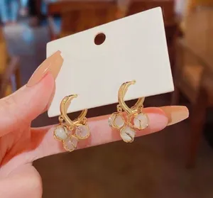 18K Gold Plated Tassel Cat's Eye Stone Dangle Drop Earrings for Women thumbnail 1