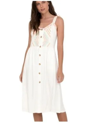 NEW Miss Me Southwestern Dress Embroidered Women's Size Medium Sleeveless Cream thumbnail 1