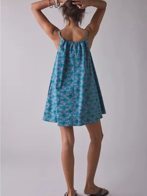 NWT BDG Eva Tie-Front Ruched Strap Trapeze Mini Dress xs relaxed fit thumbnail 4