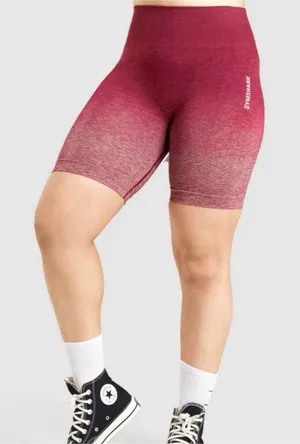 GYMSHARK ADAPT OMBRE SEAMLESS SHORTS Red thumbnail 1