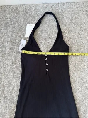 NWT Wilfred Aritizia Temperature Halter Midi Dress in Black Size Small thumbnail 14