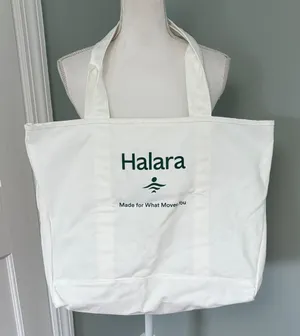 NWOT HALARA‎ White Canvas Reversible Tote Bag thumbnail 1