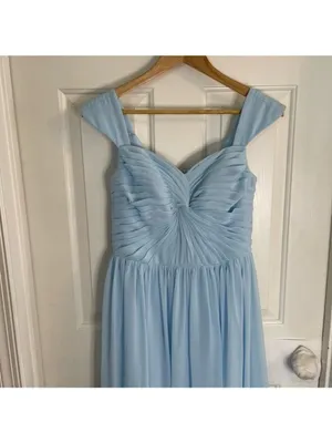 Azazie light Blue pastel full length Formal Dress - no size listed romantic thumbnail 3