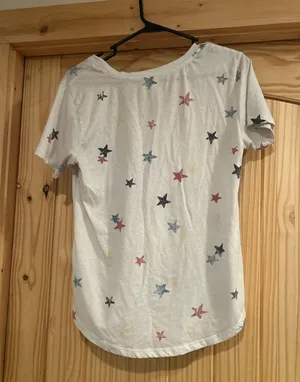 White and Colorful Stars T Shirt thumbnail 3