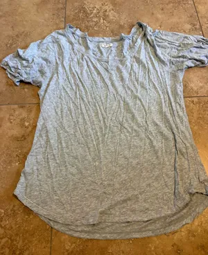 aerie Light Gray Scoop Neck Short Sleeve Tee thumbnail 1