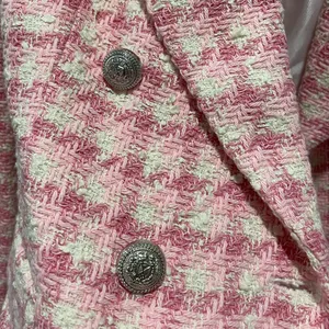 Bloggers Fave Zara Textured Tweed Checkered Pink White Double Breasted Blazer thumbnail 6