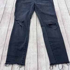 Madewell Maternity Skinny Jeans Black Distressed Raw Hem Over Belly Size 31 thumbnail 5