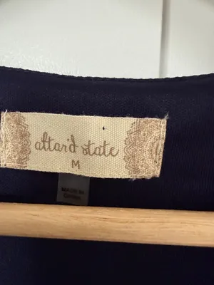 Altar'd State Navy Swiss Dot Surplice Mini Dress thumbnail 2