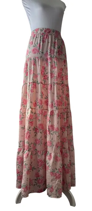 Nasty Gal Pink Floral Maxi Skirt thumbnail 1