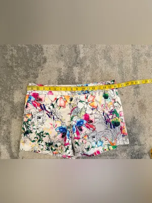Express Floral Shorts - Cream with Pink, Blue, Green, Yellow Accents thumbnail 3