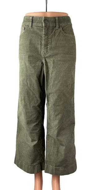 Upwest Women's Green Corduroy High Rise Wide Leg Baggy Trousers Pants Size S thumbnail 1