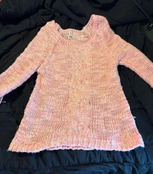 Aeropostale Pink Cable-Knit Scoop Neck Sweater thumbnail 1