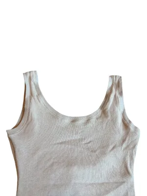 Skims Cotton Ribbed Bodysuit Neutral Taupe Stretch One Piece Slimming Size Small thumbnail 2