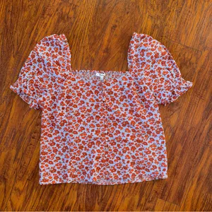 NWOT Madewell Button-Front Smocked-Back Top in Piccola Floral 8 Medium thumbnail 3