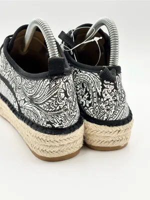 Catisa Black & White Paisley Espadrille Lace-Up Flats Size 37 / US 6.5 thumbnail 7