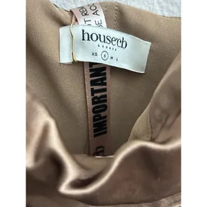 HOUSE OF CB Women Reva Satin Gathered Corset Dress Toffee Size Small $255 NEW thumbnail 6