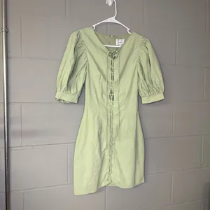 NWT Sabo Skirt Alma Dress in Green Women’s Size XS Puff Sleeve Cotton Mini Dress thumbnail 3