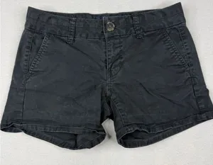 American Eagle Black Stretch Chino Shorts Women’s 0 Low Rise Y2K Preppy thumbnail 1