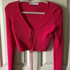 Zara Fuchsia Ribbed Cropped Tie‎ Top Size Med NWOT thumbnail 5