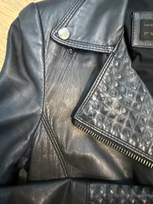 Zara Studded Genuine Leather Jacket Women size M thumbnail 7